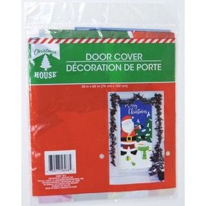 Christmas House 30"x60" Holiday Plastic Door Cover Santa Snowman Tree Merry Gift